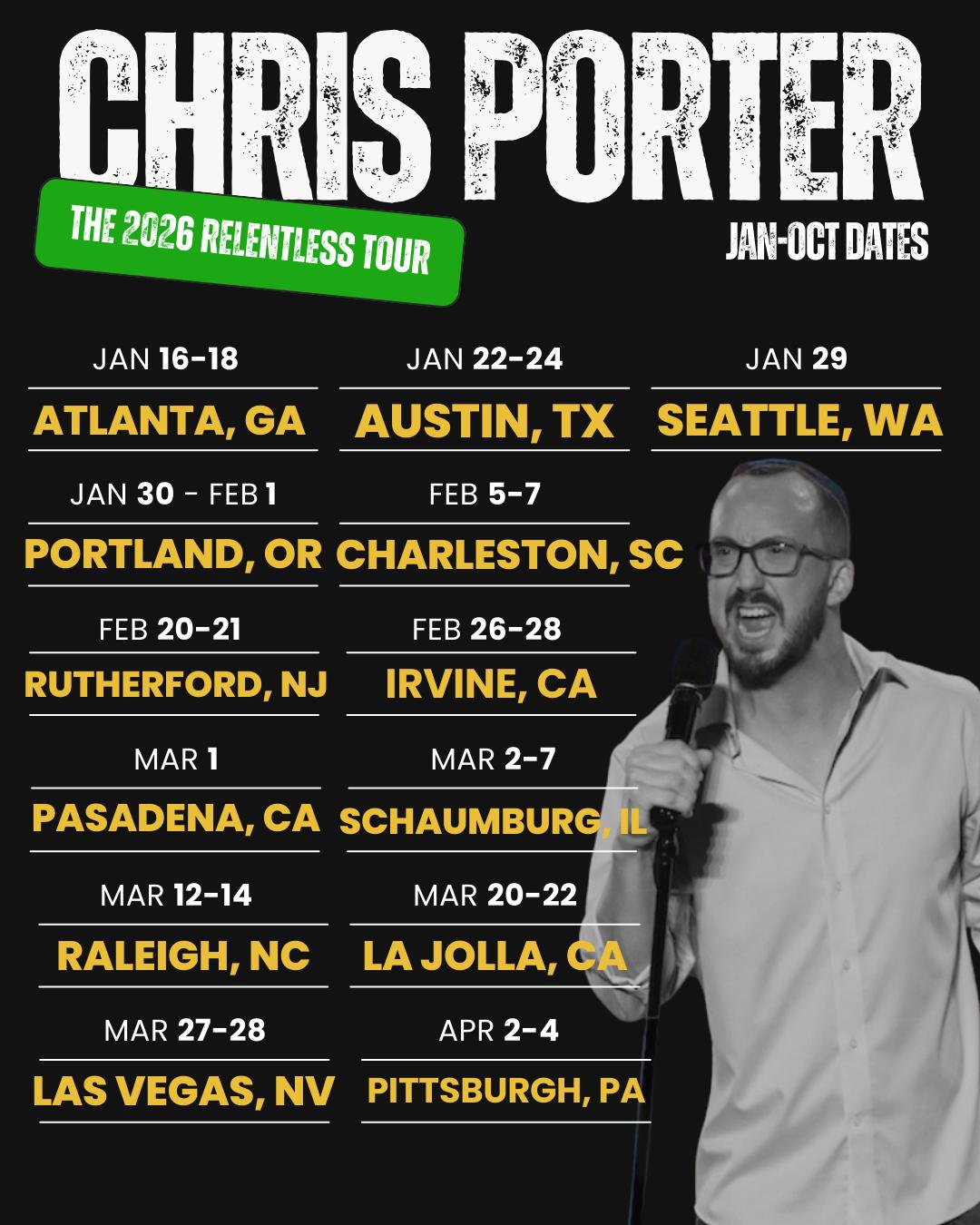 Chris Porter The 2026 Relentless Tour Poster 2026
