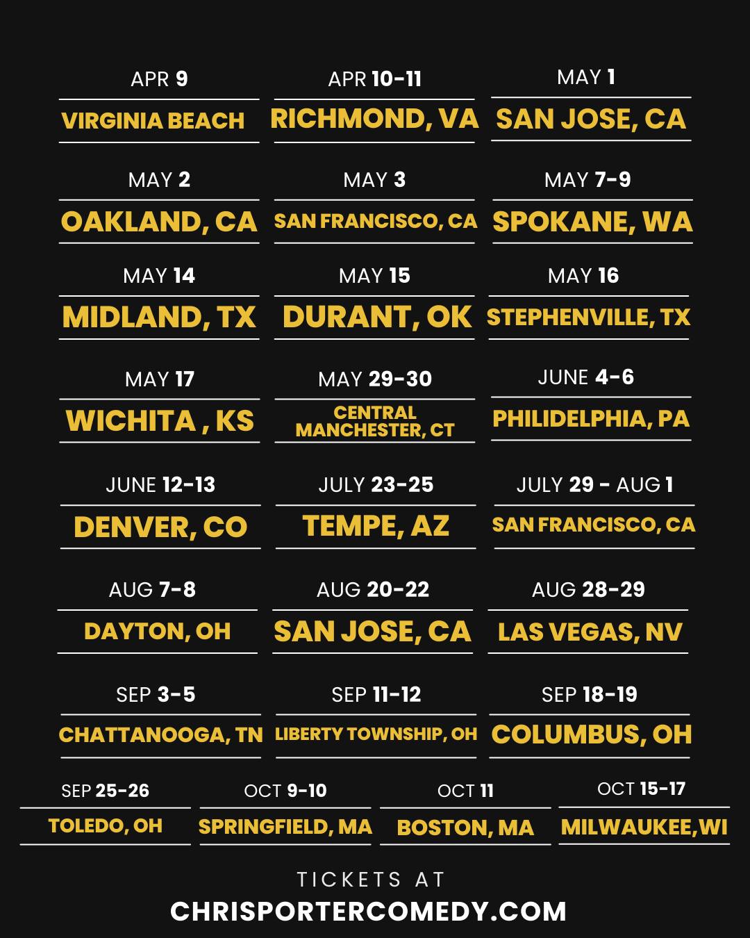 Chris Porter The 2026 Relentless Tour Poster 2026